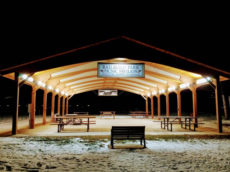 Railroad Park Pavilion at night